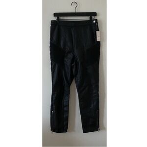 Free People Black Kaelin Faux Leather Moto Pants Leggings | Size 12